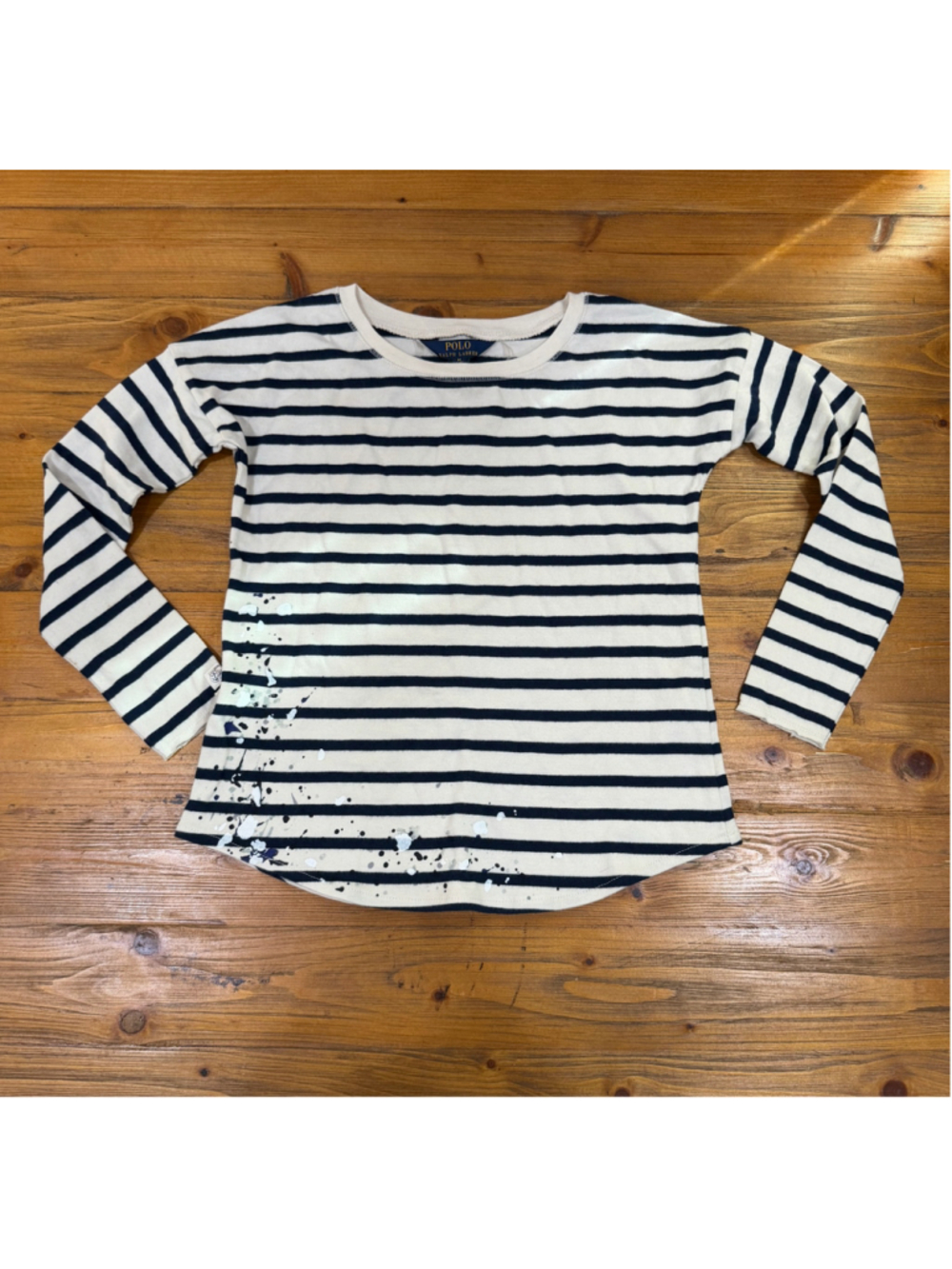 Polo Ralph Lauren Girls Striped Paint Splatter Sweatshirt Size M 8–10 NWT